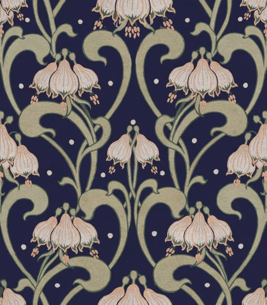 Rebel Walls R21746 Pops Art Nouveau Flower Blue - mural w secesyjny ornament roślinny