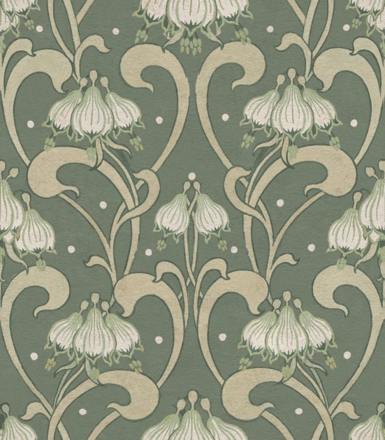 Rebel Walls R21747 Pops Art Nouveau Flower Green - mural w secesyjny ornament roślinny