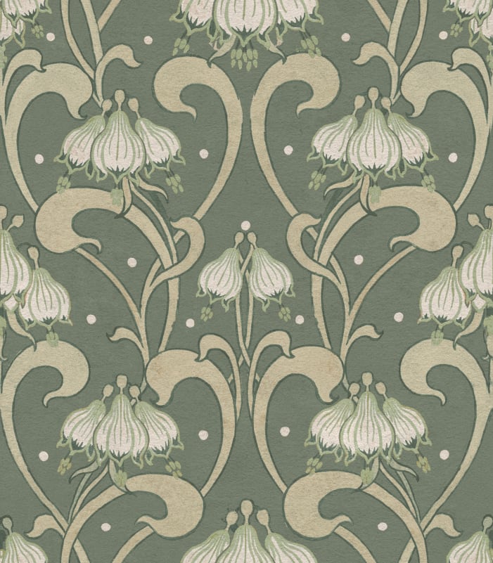 Rebel Walls R21747 Pops Art Nouveau Flower Green - mural w secesyjny ornament roślinny