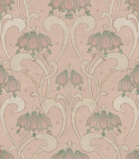 Rebel Walls R21748 Pops Art Nouveau Flower Pink - mural w secesyjny ornament roślinny