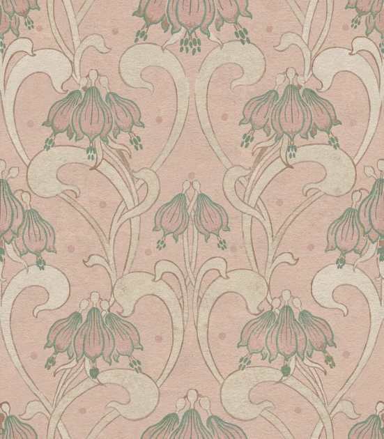 Rebel Walls R21748 Pops Art Nouveau Flower Pink - mural w secesyjny ornament roślinny