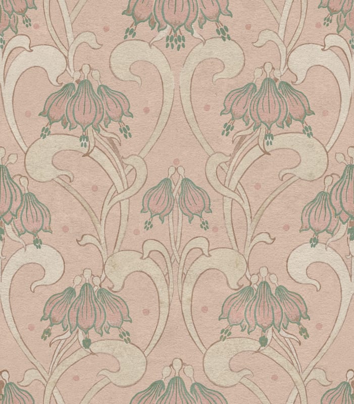 Rebel Walls R21748 Pops Art Nouveau Flower Pink - mural w secesyjny ornament roślinny