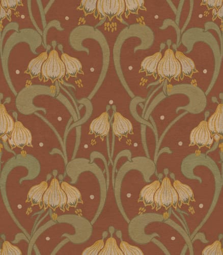 Rebel Walls R21749 Pops Art Nouveau Flower Red - mural w secesyjny ornament roślinny