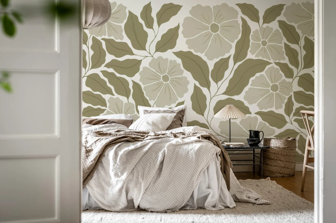 Rebel Walls R21788 Pops Bold Abstract Flower Brown - mural w kwiaty