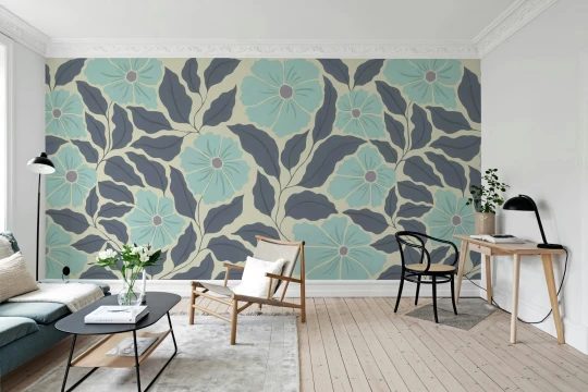 Rebel Walls R21789 Pops Bold Abstract Flower Blue - mural w kwiaty