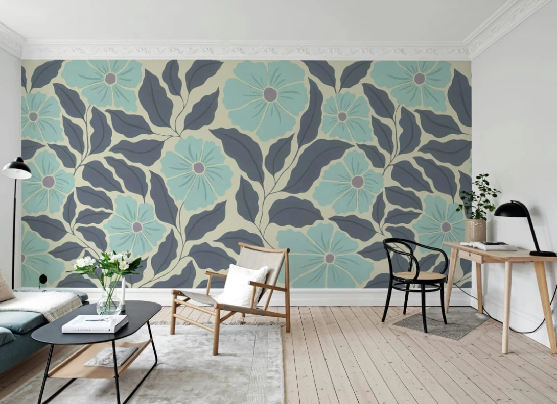 Rebel Walls R21789 Pops Bold Abstract Flower Blue - mural w kwiaty