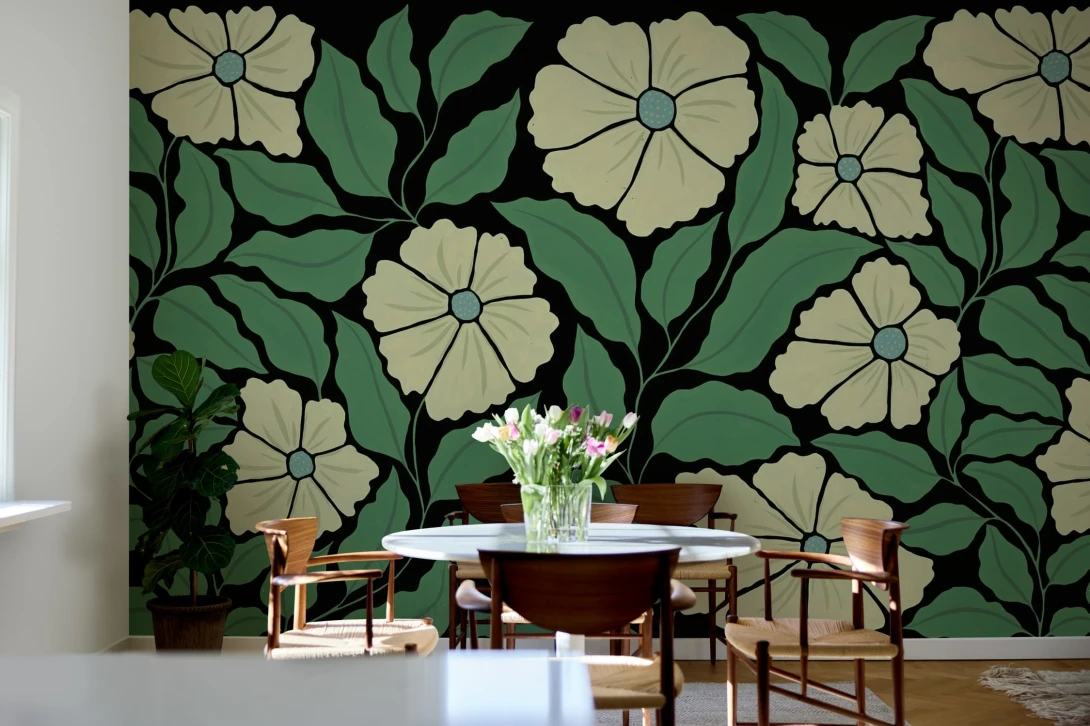 Rebel Walls R21791 Pops Bold Abstract Flower Black - mural w kwiaty
