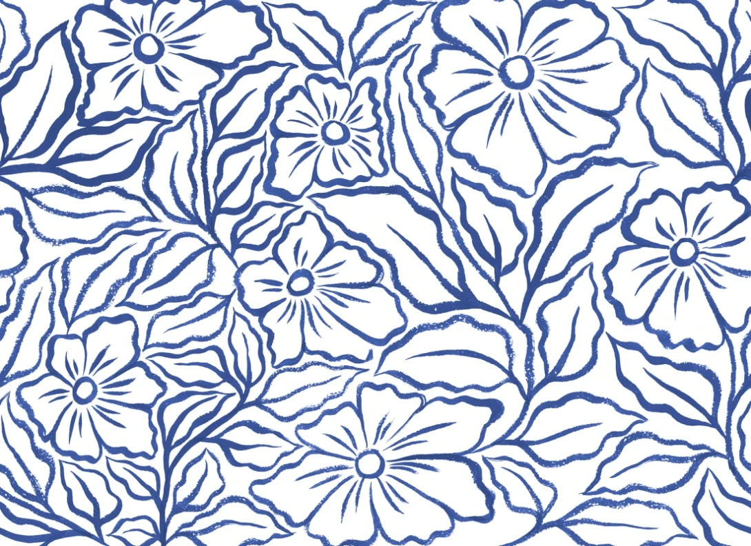 Rebel Walls R21881 Pops Ink Flowers Blue - mural w kwiaty