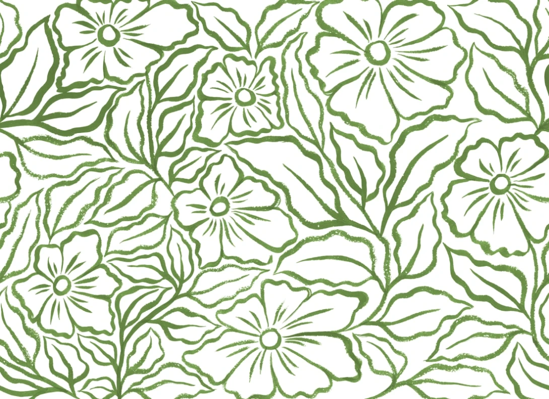 Rebel Walls R21882 Pops Ink Flowers Green - mural w kwiaty