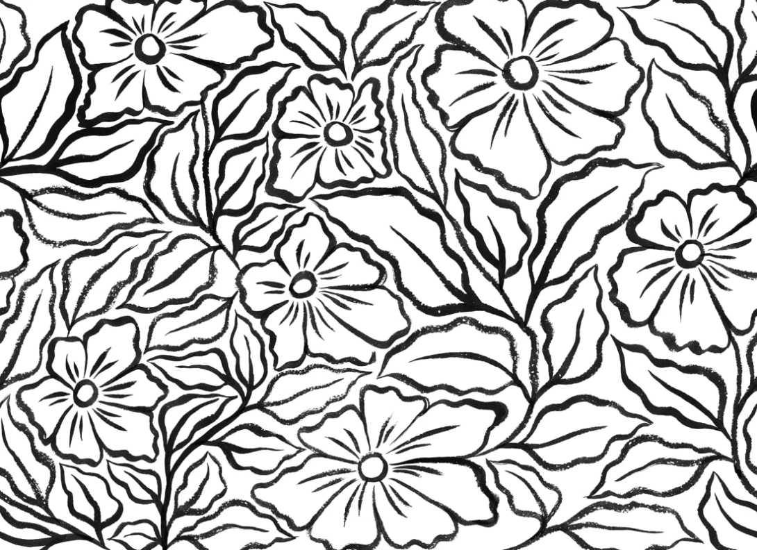 Rebel Walls R21883 Pops Ink Flowers Black - mural w kwiaty