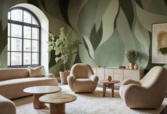 Rebel Walls R21908 Pops Velvet Flames Green - mural w abstrakcyjne płomienie
