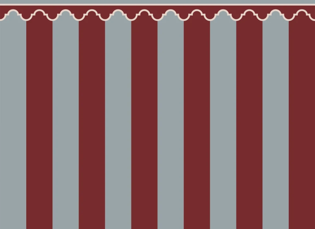 Rebel Walls R22086 Pops Stripe Chateau Red - mural w pasy z fryzem