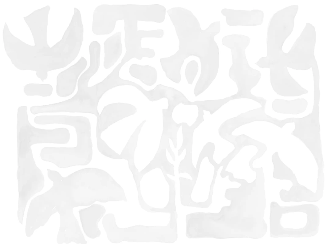 Rebel Walls R22099 Pops Harmony Forms Cloud Dancer - mural w abstrakcyjne ptaki