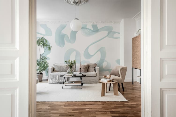 Rebel Walls R22102 Pops Waves Cloud Dancer - mural w abstrakcyjne linie