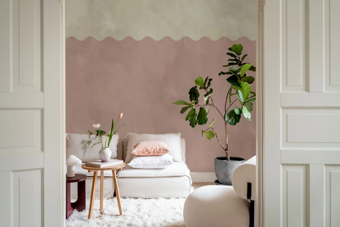 Rebel Walls R22156 Pops Wave Border Pink - mural z falowanym fryzem