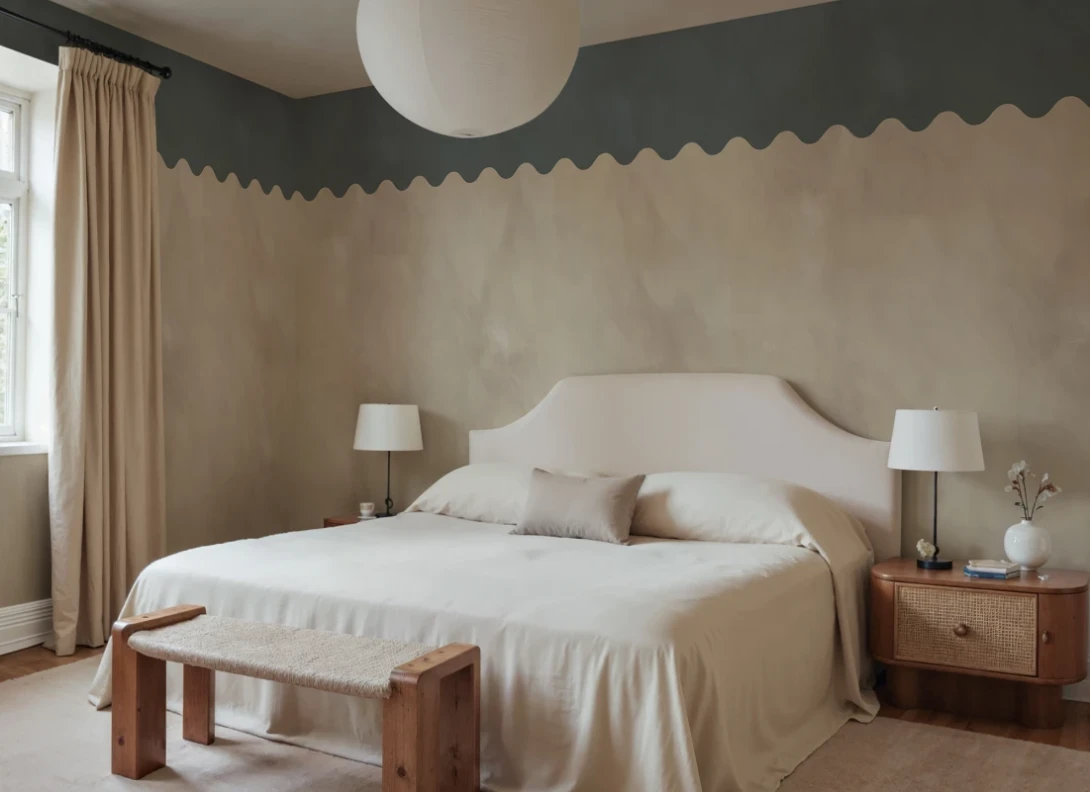 Rebel Walls R22157 Pops Wave Border Misty Blue - mural z falowanym fryzem