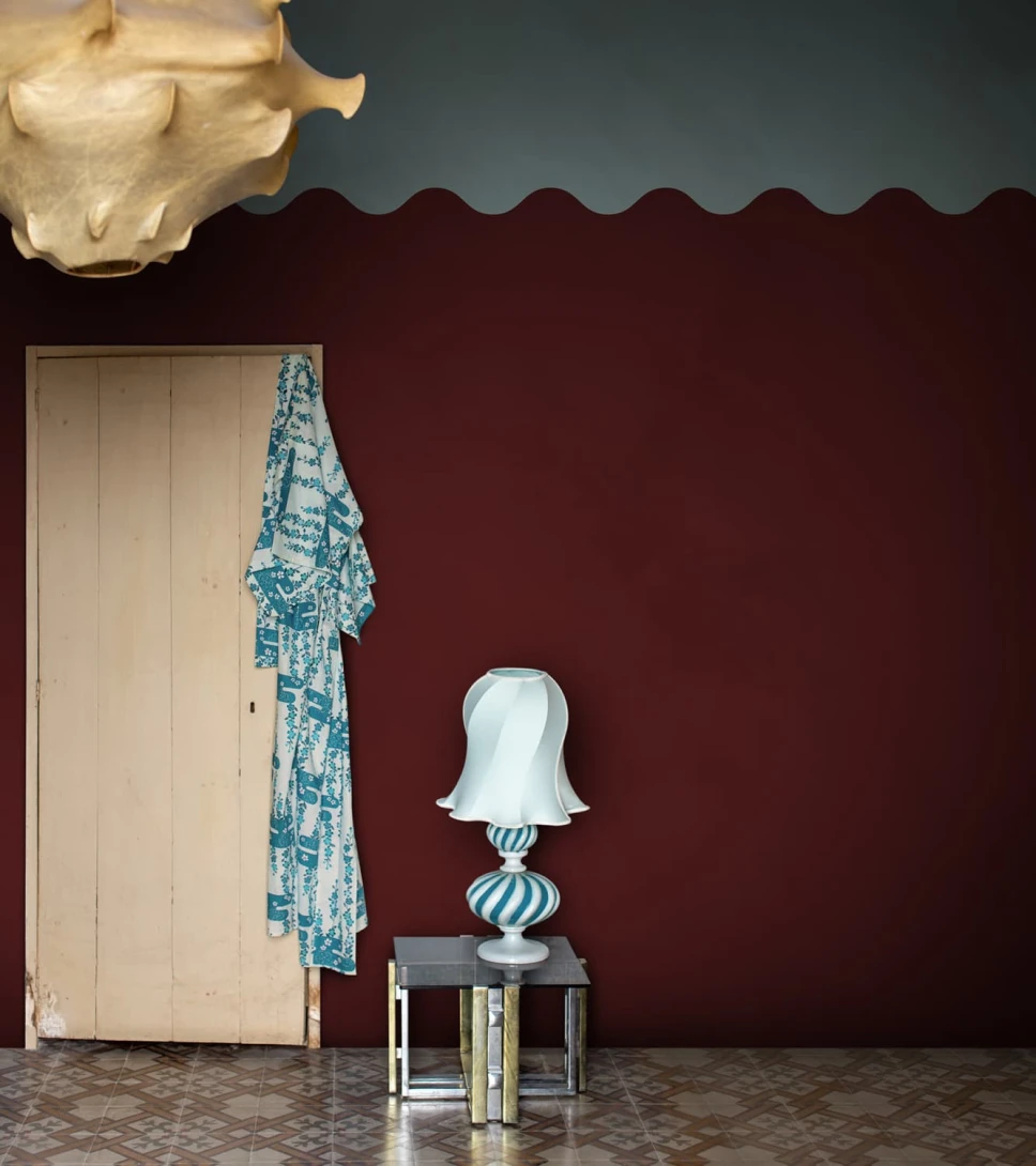 Rebel Walls R22158 Pops Wave Border Burgundy - mural z falowanym fryzem