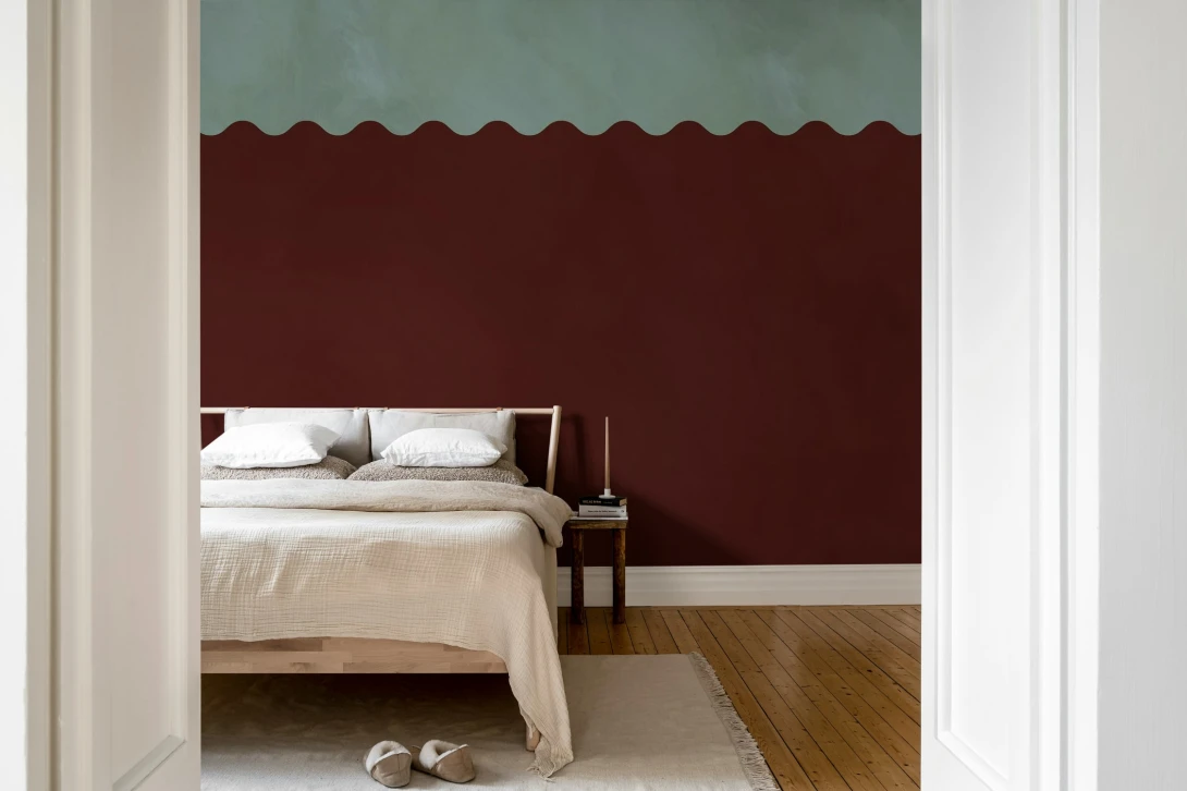 Rebel Walls R22158 Pops Wave Border Burgundy - mural z falowanym fryzem