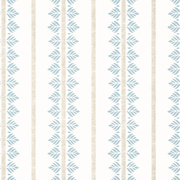Anna French AT15103 Antilles Fern Stripe Spa Blue - tapeta w roślinne paski