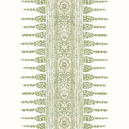 Anna French AT15136 Antilles Javanese Stripe Green and White - tapeta w paski z ornamentami