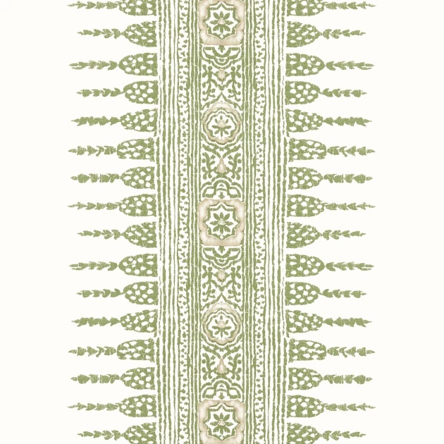 Anna French AT15136 Antilles Javanese Stripe Green and White - tapeta w paski z ornamentami