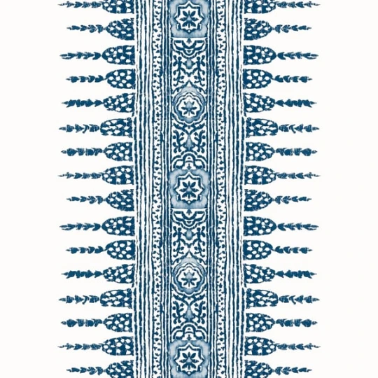 Anna French AT15137 Antilles Javanese Stripe Navy and White - tapeta w paski z ornamentami