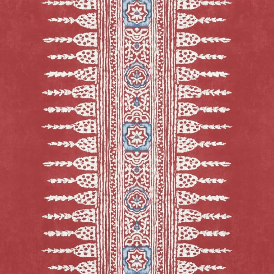 Anna French AT15138 Antilles Javanese Stripe Red - tapeta w paski z ornamentami