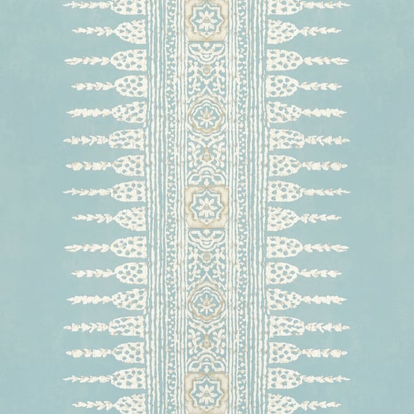 Anna French AT15140 Antilles Javanese Stripe Spa Blue - tapeta w paski z ornamentami