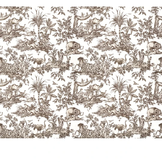 Anna French ATWW15169 Antilles Antilles Toile Brown - tapeta w egzotyczny motyw toile de jouy