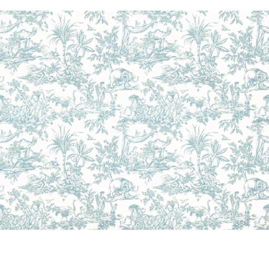 Anna French ATWW15170 Antilles Antilles Toile Spa Blue - tapeta w egzotyczny motyw toile de jouy