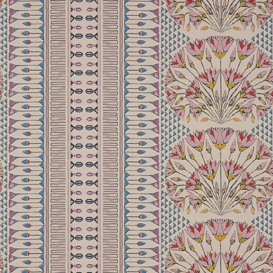 Anna French AT9625 Savoy Cairo Plum and Blue - tapeta w kwiaty lotosu i paski
