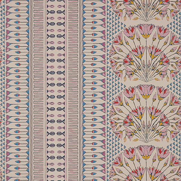 Anna French AT9625 Savoy Cairo Plum and Blue - tapeta w kwiaty lotosu i paski