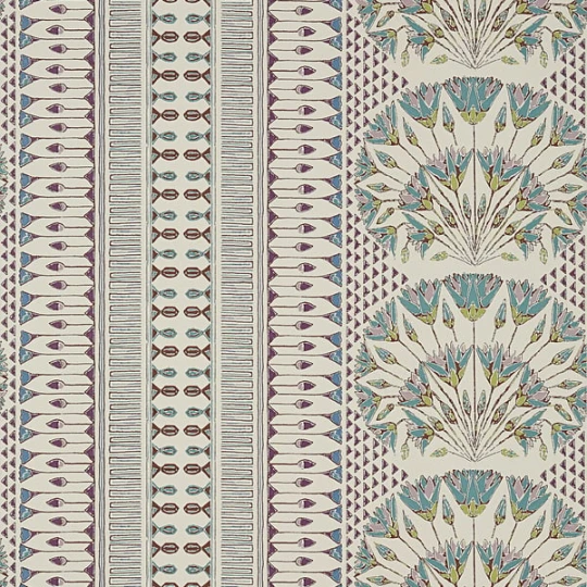 Anna French AT9626 Savoy Cairo Eggplant - tapeta w kwiaty lotosu i paski