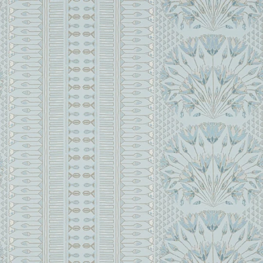 Anna French AT9627 Savoy Cairo Spa Blue - tapeta w kwiaty lotosu i paski