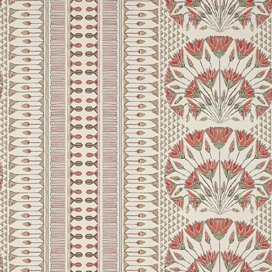 Anna French AT9628 Savoy Cairo Coral - tapeta w kwiaty lotosu i paski