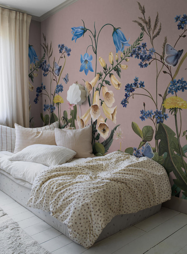 Boras Tapeter 9865W Studio Kids Bluebell Magic Pink - mural w kwiaty polne