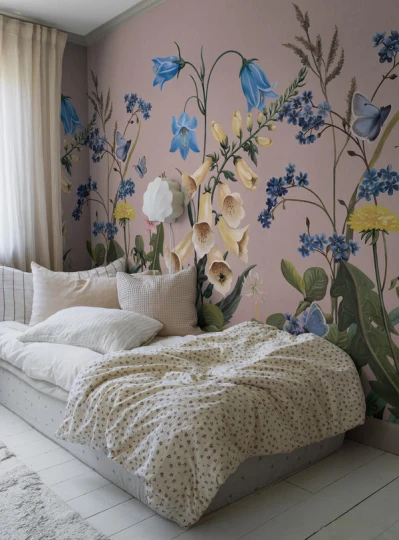 Boras Tapeter 9865W Studio Kids Bluebell Magic Pink - mural w kwiaty polne