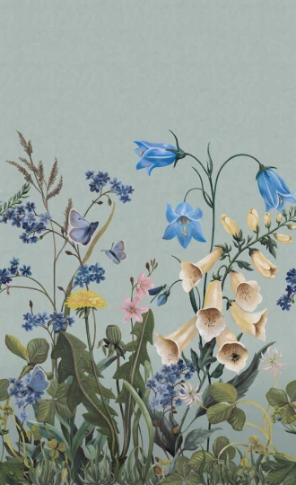 Boras Tapeter 9863W Studio Kids Bluebell Magic Blue - mural w kwiaty polne