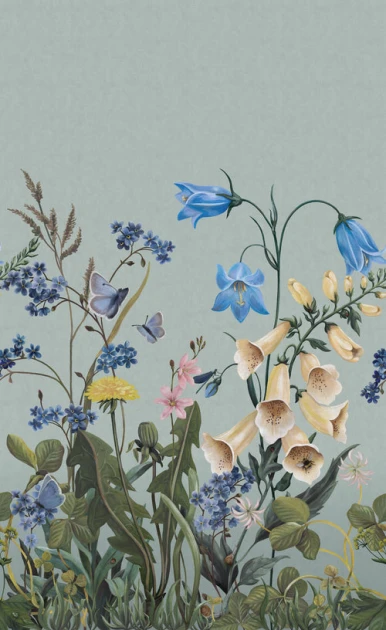 Boras Tapeter 9863W Studio Kids Bluebell Magic Blue - mural w kwiaty polne