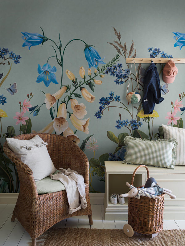 Boras Tapeter 9863W Studio Kids Bluebell Magic Blue - mural w kwiaty polne