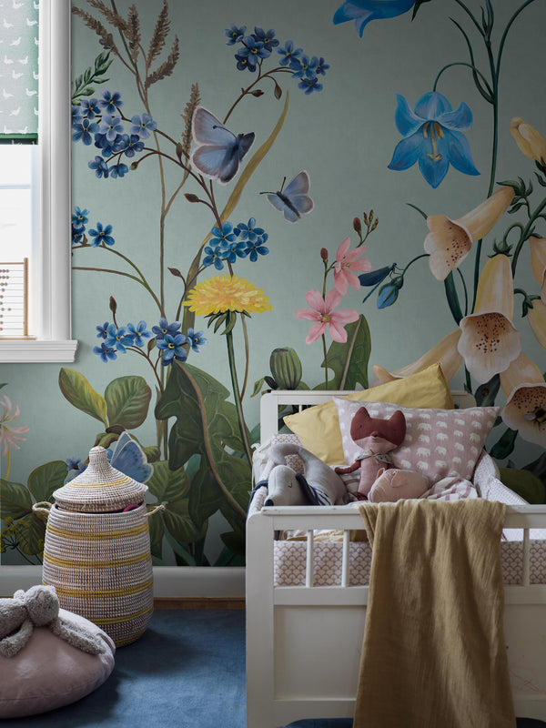 Boras Tapeter 9863W Studio Kids Bluebell Magic Blue - mural w kwiaty polne