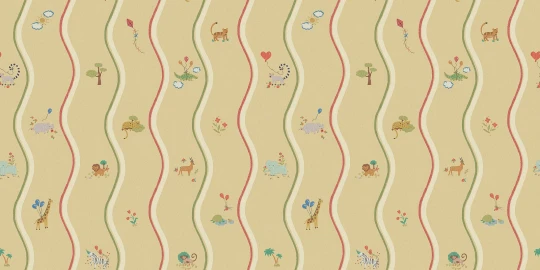 Boras Tapeter 9873W Studio Kids Wavy Stripe Animals - mural w falujące linie i zwierzątka