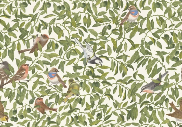 Rebel Walls R19260 Meet a Rebel Backwood Birds White - mural w ptaki i liście