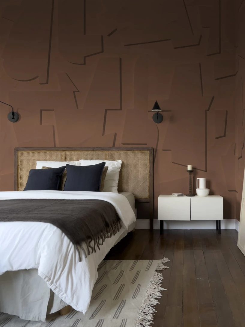 Rebel Walls R20197 Meet a Rebel Abstract Wood Rust - mural geometryczny z efektem reliefu