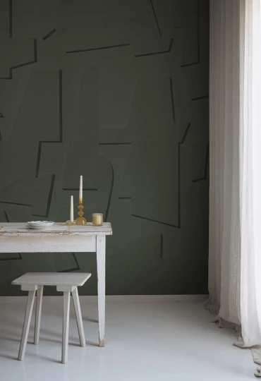 Rebel Walls R20200 Meet a Rebel Abstract Wood Green - mural geometryczny z efektem reliefu