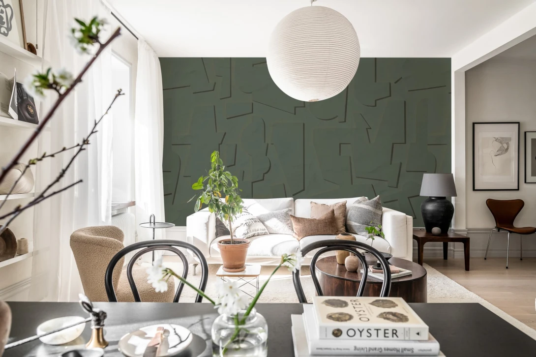 Rebel Walls R20200 Meet a Rebel Abstract Wood Green - mural geometryczny z efektem reliefu