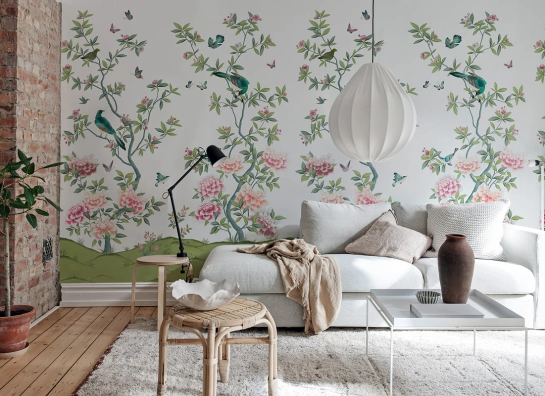 Rebel Walls R21720 Meet a Rebel Garden of Harmony White - mural w gałęzie i ptaki