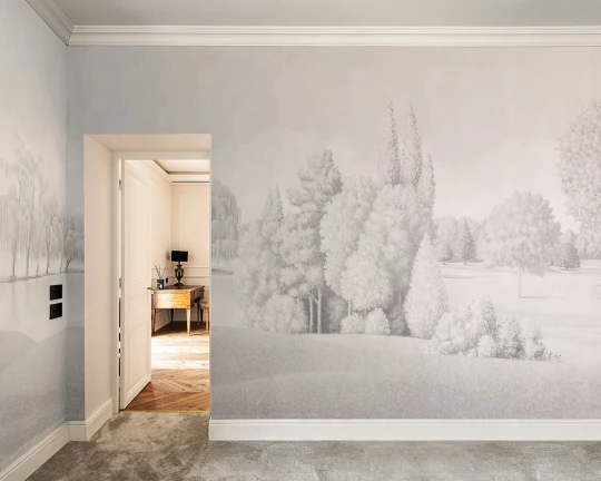 London Art BNV15 C Bon Voyage 2 La Pelouse Royale - mural w pejzaż parku ze stawem