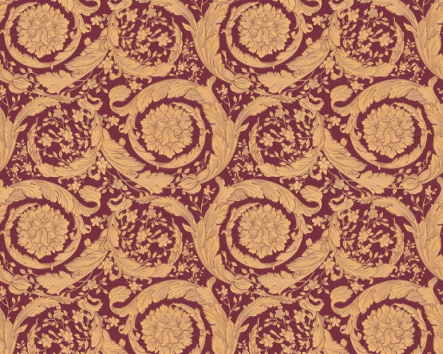 Versace 36692-7 IV Barocco Orange and Maroon - tapeta w barokowy ornament roślinny