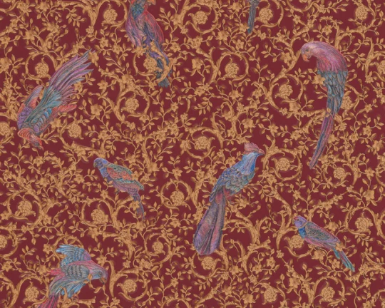 Versace 37053-4 IV Barocco Birds - tapeta w papugi i ornament